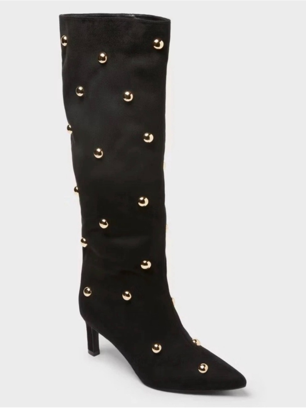 Black Studded Knee-High Boots - Fashion Women's Boots